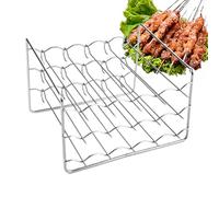 Soporte cuadrado de metal antiadherente de 3 capas, para freidora, pinchos de carne, barbacoa, para frutas, carne, alitas de pollo, patatas fritas, mariscos