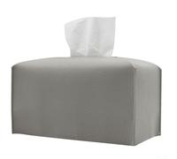 Soporte cuadrado para caja de pañuelos hecho de piel sintética, compatible con dispensadores de papel de rollo, funcional y elegante para su uso en múltiples ajustes (gris claro)