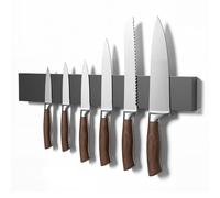 Soporte Cuchillos Cocina Magnético 40 cm, Organizador Cuchillos de Madera con Imanes Adhesivos Ultra Fuertes y 2 Ganchos Autoadhesivos, Porta Utensilios de Cocina (Negro)