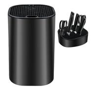 Soporte Cuchillos Cocina Negro - Soporte Universal Cuadrado para Cuchillos de Cocina, Soporte Negro sin Cuchillos, para 14 Cuchillos de Todo Tipo, 22,5 x 14 x 14 cm