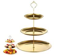 Soporte de 3 niveles con asa, de acero inoxidable, extraíble, soporte para servir frutas y cupcakes, para tartas, postres, frutas, dulces, etc. También se puede utilizar como accesorio de buffet