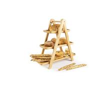 Soporte de 3 Niveles de Madera, 39,5 x 15 x 38 cm, Expositor para Dulces y Aperitivos, Fruta, Pan