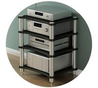 Soporte de 4 niveles de alta fidelidad para amplificador negro y reproductor de CD, estante Sto para receptor AV, altavoz, tocadiscos Ma Equint Home Recording Studio Theater (60 x 48 x 85 cm)