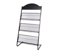 Soporte de 4 niveles para folletos A3 A4, revistero de suelo, biblioteca, libros, versátil información, material, solución de visualización de literatura