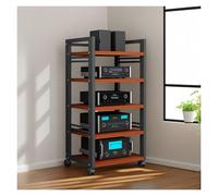 Soporte de 5 niveles HiFi - Armario multimedia AV móvil para sala de estar, estante de madera ajustable, torre de audio, reproductor de CD y estante estéreo para el hogar, oficina, teatro (rojo)