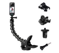 Soporte de abrazadera flexible de mandíbulas con cuello de cisne ajustable compatible con cámaras GoPro Hero 12, Insta360 ONE X3 GO 3 y DJI Osmo Action 4