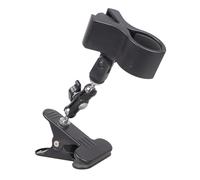 Soporte de abrazadera para entrevistas de podcast de canto con cabeza giratoria que permite una colocación flexible del micrófono en el clip del ventilador de radiodifusión