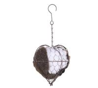Soporte de acero inoxidable con bola para anidar pájaros en forma de corazón con material de anidación recargable de fieltro para la decoración del