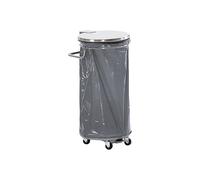Soporte de acero inoxidable con pedal para bolsas de basura VAR, manejo sin manos