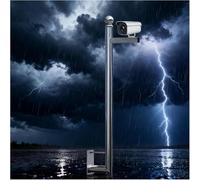 Soporte de Acero Inoxidable para Postes de cámaras de Seguridad Exteriores con Poste telescópico Ajustable, Apto para cámaras de vigilancia (Blanco-B, 50 cm/1,6 pies).