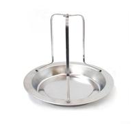 Soporte de acero inoxidable resistente para asador de pollo con bandeja de goteo para parrilla de barbacoa u horno, soporte vertical para pavo compatible con carbón y parrillas