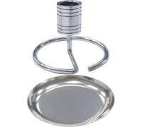 Soporte de Acero Quemar Bandeja Redonda para Varillas de Moxa Inoxidable | Base Estable Desmontable, Fácil de Limpiar, Fija la Varilla Firmeza, Color Plata
