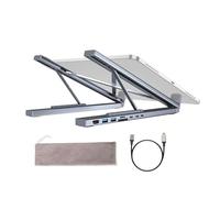 Soporte de acoplamiento para laptop, 8 en 1, soporte USB C, transferencia de datos de 5 Gbps, soporte plegable para laptop con puertos USB, para escritorio, viajes, hogar, juegos, trabajo