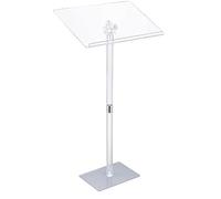 Soporte de acrílico transparente para podio - Atril portátil ajustable con base de metal para iglesia, bodas, discursos de aula, perfecto para presentaciones y hablar en público