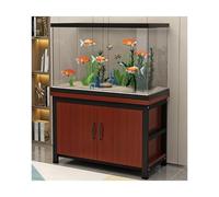 Soporte de acuario de teca y metal negro, gabinete de madera de doble capa para peceras, madera de ingeniería, elegante solución de almacenamiento para sala de estar y oficina (80 x 30 cm)