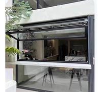 Soporte de aleación de aluminio con cristal, puerta plegable para servir camiones de comida, cocina de negocios, casa de juegos, gallinero, 40 x 100 cm (ancho x alto)