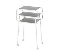 Soporte de almacenamiento al vacío robot de 3 niveles con ruedas, mesa auxiliar estrecha para sala de estar, mesa auxiliar pequeña para baño, bonita mesa decorativa