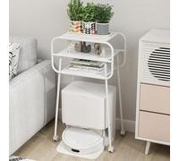 Soporte de almacenamiento al vacío robot de 3 niveles con ruedas, mesa auxiliar estrecha para sala de estar, mesa auxiliar pequeña para baño, bonita mesa decorativa