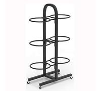 Soporte de almacenamiento de 3 niveles para pelotas de yoga, carrito de fitness móvil para gimnasio en casa y estudios, soporte de pelota de estabilidad de doble cara, 85 cm, color negro