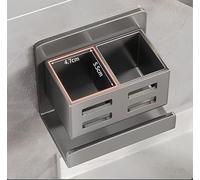 Soporte de almacenamiento de baño sin taladro para montaje en pared, para cepillo de dientes, peine impermeable, blanco o gris, 11 x 6,8 x 9,8 cm (gris)