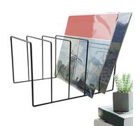 Soporte de almacenamiento de discos de escritorio - Estante de almacenamiento de discos vintage de 26 x 12 x 12 cm, soporte para de libros clasificador de correo de hierro negro | Estante mode