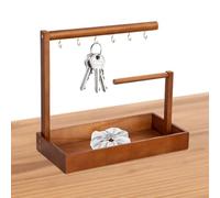 Soporte De Almacenamiento De Llave De Entrada - Estante De Joyería De Madera, Gancho De Llave | Soporte De Almacenamiento De Accesorios Con 6 Ganchos Organizador De Mesa Decorativa Para Organizar Coll