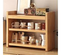 Soporte de almacenamiento de madera para tazas, organizador de encimera para tazas de café y cosméticos, elegante estante de mesa, gran capacidad