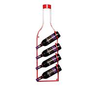 Soporte de almacenamiento de pared retro de 4 botellas - Decoración de pared de hierro forjado, soportes organizador de suspensión, expositor de botella de uva de vino para el hogar, bar, 9,6 x H34,1