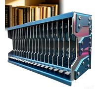 Soporte de almacenamiento emergente para cintas de casete, organizador de casetes de aleación de aluminio de 20 ranuras, soporte de escritorio industrial para cintas estándar de 100 mm x 63,5 mm blue