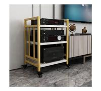 Soporte de almacenamiento multimedia HiFi de 3 niveles con estantes de madera ajustables, soporte de componentes estéreo para el hogar y la oficina, reproductor de CD y organizador de medios