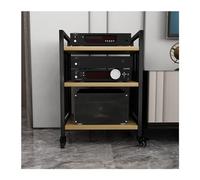 Soporte de almacenamiento multimedia HiFi de 3 niveles con estantes de madera ajustables, soporte de componentes estéreo para el hogar y la oficina, reproductor de CD y organizador de medios