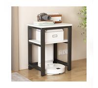 Soporte de almacenamiento para aspiradora, mesa lateral abierta estrecha para sala de estar, dormitorio, oficina, color blanco