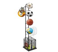Soporte de almacenamiento para globos, soporte de balones de baloncesto organizador de baloncesto, estante de almacenamiento de baloncesto, estante de fútbol al aire libre portátil sin
