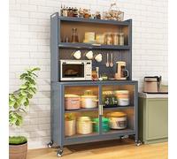 Soporte de almacenamiento para microondas de 5 niveles, estante de cocina con puerta abatible, armario de almacenamiento móvil de gran capacidad (60 cm) estantes rodantes para cocina