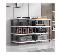Soporte de alta fidelidad de 4 niveles para reproductor de discos y equipos de audio, moderno y resistente, elegante estante blanco para sala de estar, perfecto para dispositivos electrónicos medianos