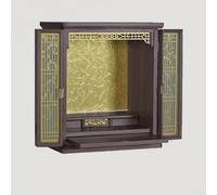 Soporte de altar budista con nicho e iluminación LED, mesa de meditación para práctica espiritual, mesa de culto en casa, acabado de nogal