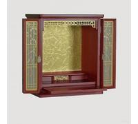 Soporte de altar budista con nicho, mesa de meditación para práctica espiritual, iluminación LED para culto en casa, acabado de palisandro para meditación y cultivo