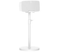 Soporte de altavoz de altura ajustable: soporte de suelo para orientación horizontal/vertical, compatible con Sonos Play:5 (2ª generación) y Sonos Five con gestión de cables, color blanco