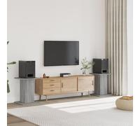 Soporte de altavoz de material de madera, 2 unidades, color gris, 30 x 30 x 60 cm, relleno hueco con arena para un mejor sonido y vibraciones reducidas con gran superficie estable