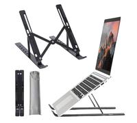 Soporte de Aluminio Ajustable for computadora portátil de 6 Niveles, Enfriador de ventilación Plegable for Dispositivos de 8 a 16 Pulgadas(Black)