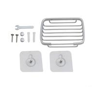 Soporte de aluminio para jabonera con ventosas dobles, ahorro de espacio, resistente al óxido, funda de drenaje de red de jabón montada en la pared para baño, ducha, hotel, hogar, 13 x 9 x 3 cm