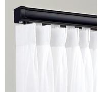 Soporte de aluminio para techo o pared de 1 vía deslizante con rodillos silenciosos de 50/100/160/280/500 cm para ducha, balcón y caravana (negro, 145 cm)