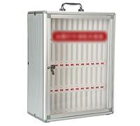 Soporte de aluminio para teléfono móvil portátil y translúcido con cerradura, ideal para aulas, oficinas, gimnasios, 48 ranuras plateadas para un almacenamiento seguro