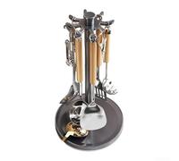 Soporte de aluminio para utensilios de cocina, 8 ganchos, organizador giratorio de utensilios de cocina, giratorio de 360 grados con base antideslizante estable para encimera de cocina organizada