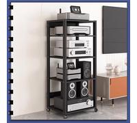 Soporte de amplificador AV Ma de 5 niveles negro con ruedas de freno para reproductor de CD HiFi, consola de juegos, caja de TV, 50 x 40 x 110 cm o Tower Sto Solut