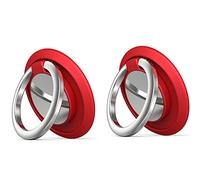 Soporte de anillo para teléfono celular, 2 piezas de soporte de metal para dedos, soporte de anillo de teléfono de rotación de 360°, soporte de anillo magnético con bucle de perilla (rojo)