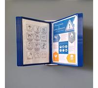 Soporte de archivo de pared, de exhibición mural 10 paneles, for montaje en pared, metálicos, for almacén, taller, tienda, laboratorio(Blue)