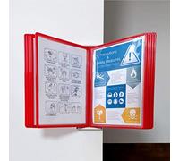 Soporte de archivo de pared, de exhibición mural 10 paneles, for montaje en pared, metálicos, for almacén, taller, tienda, laboratorio(Red)