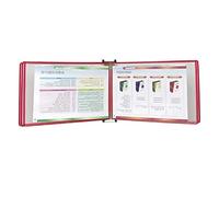 Soporte de archivo de pared, Exhibidor mural tipo flipbook A4, con 5 paneles y 10 bolsillos for exhibición, organizador de documentos PVC metal(Red)