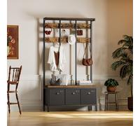 Soporte de armario, armario de gran capacidad, armario con 12 ganchos, encimera compartimentos de almacenamiento, zapatero, estable y fiable, estilo industrial, para recibidor, , dormitorio